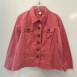 CJ Banks Pink Denim Jean Jacket Womens Size 2X (BS)‎